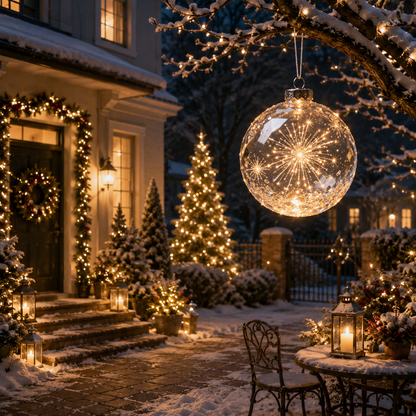 Firework‑Burst Diamond‑Cut Glass Sphere Hanging Lantern