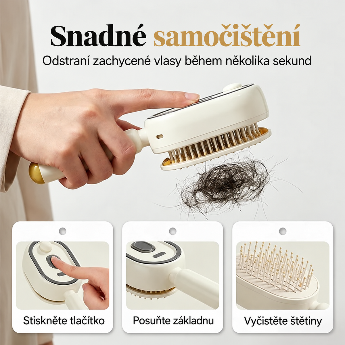 BILLHOL® ✨ Elektrický rozprašovací kartáč na vlasy 5 v 1 – Hladké, lesklé vlasy bez krepatění | Rozčesává, masíruje a osvěžuje