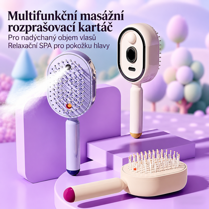 BILLHOL® ✨ Elektrický rozprašovací kartáč na vlasy 5 v 1 – Hladké, lesklé vlasy bez krepatění | Rozčesává, masíruje a osvěžuje