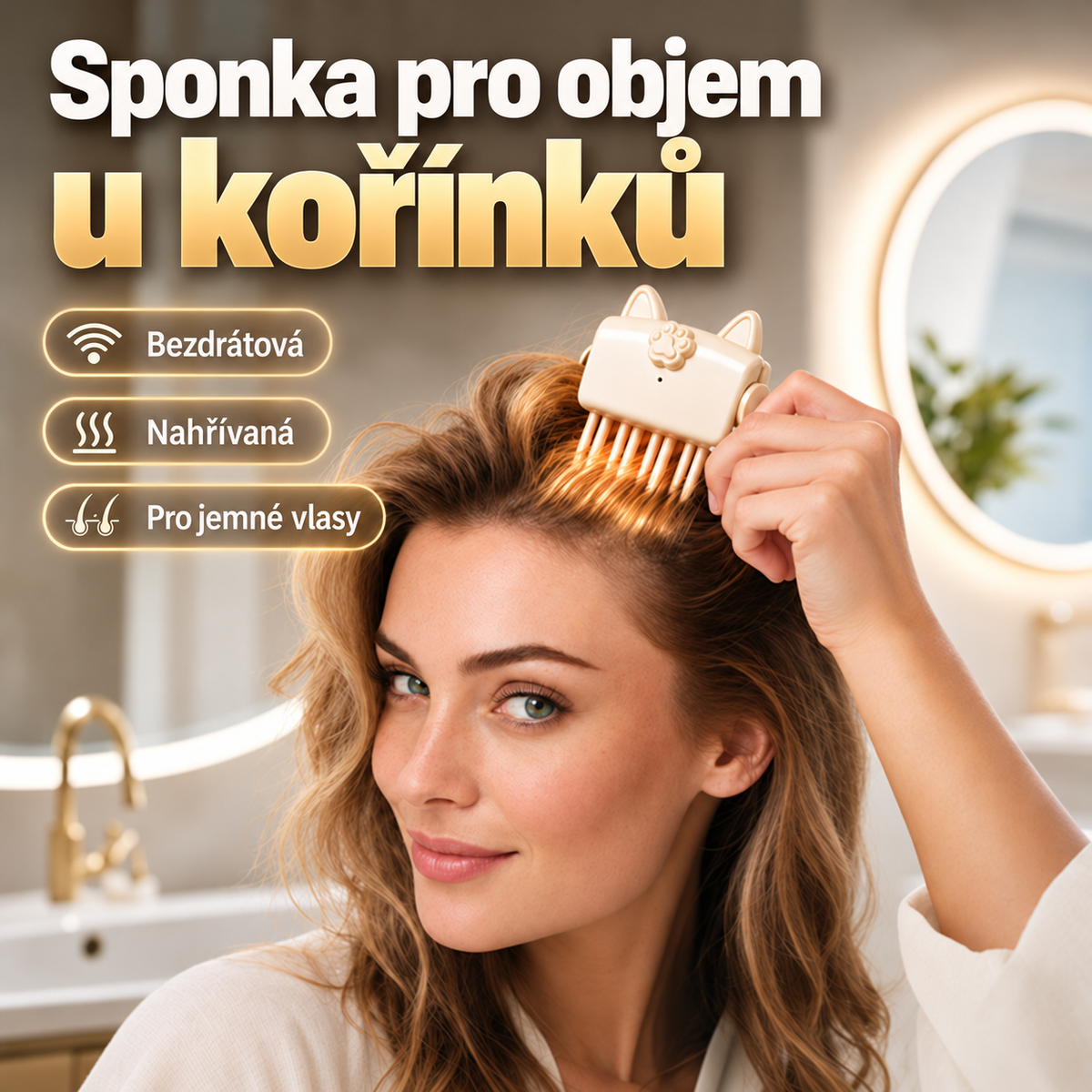 🎉 Více než 50 000 prodaných kusů | BILLHOL® 🙆‍♀️ Prémiová bezdrátová spona pro objem vlasů – přirozené nadzvednutí od kořínků a viditelně bohatší účes