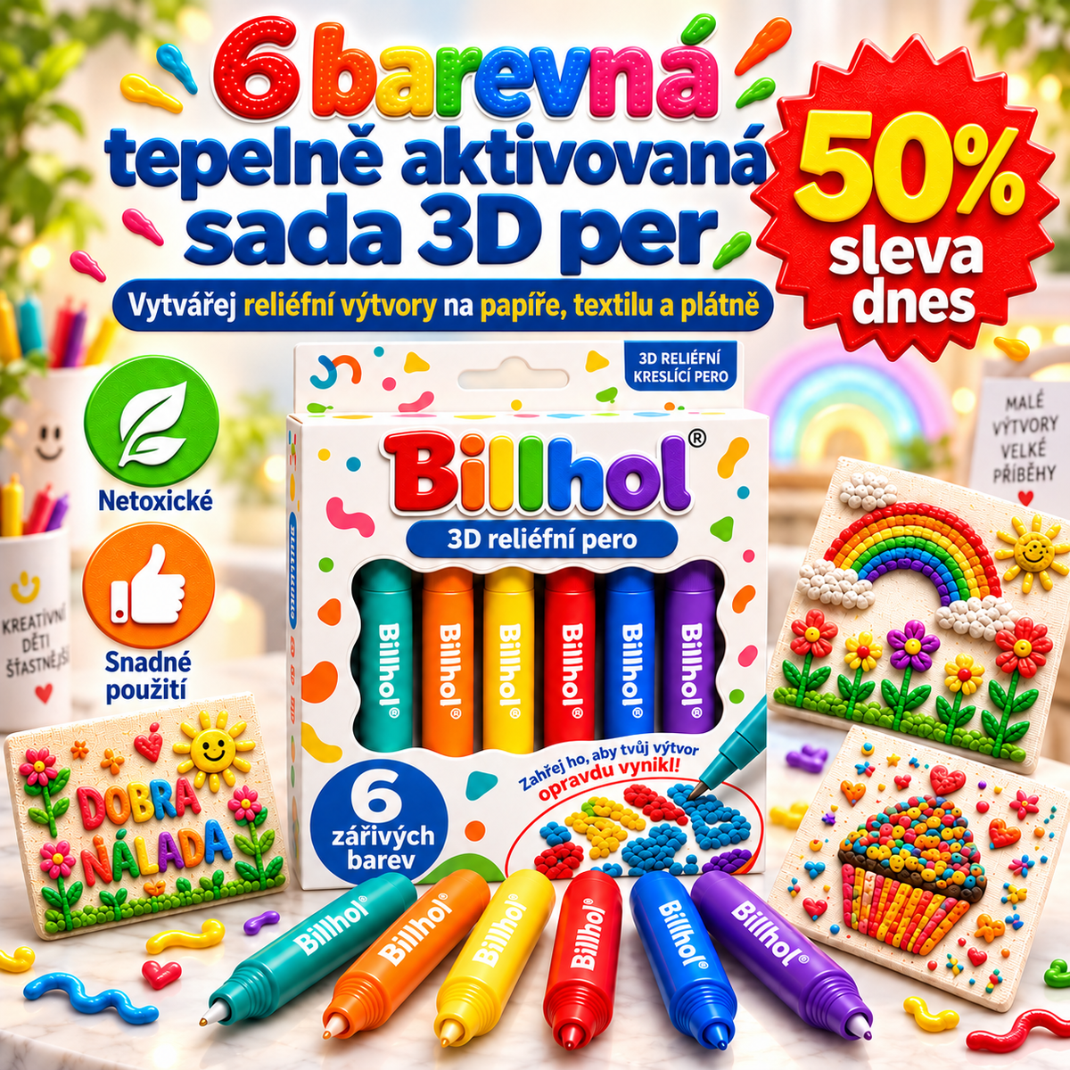 Ušetřete 50 % při dnešní objednávce丨𝐁i𝐥𝐥𝐡𝐨𝐥®👑3D reliéfní pero – Proměňte obyčejné kresby v hmatatelné 3D umění