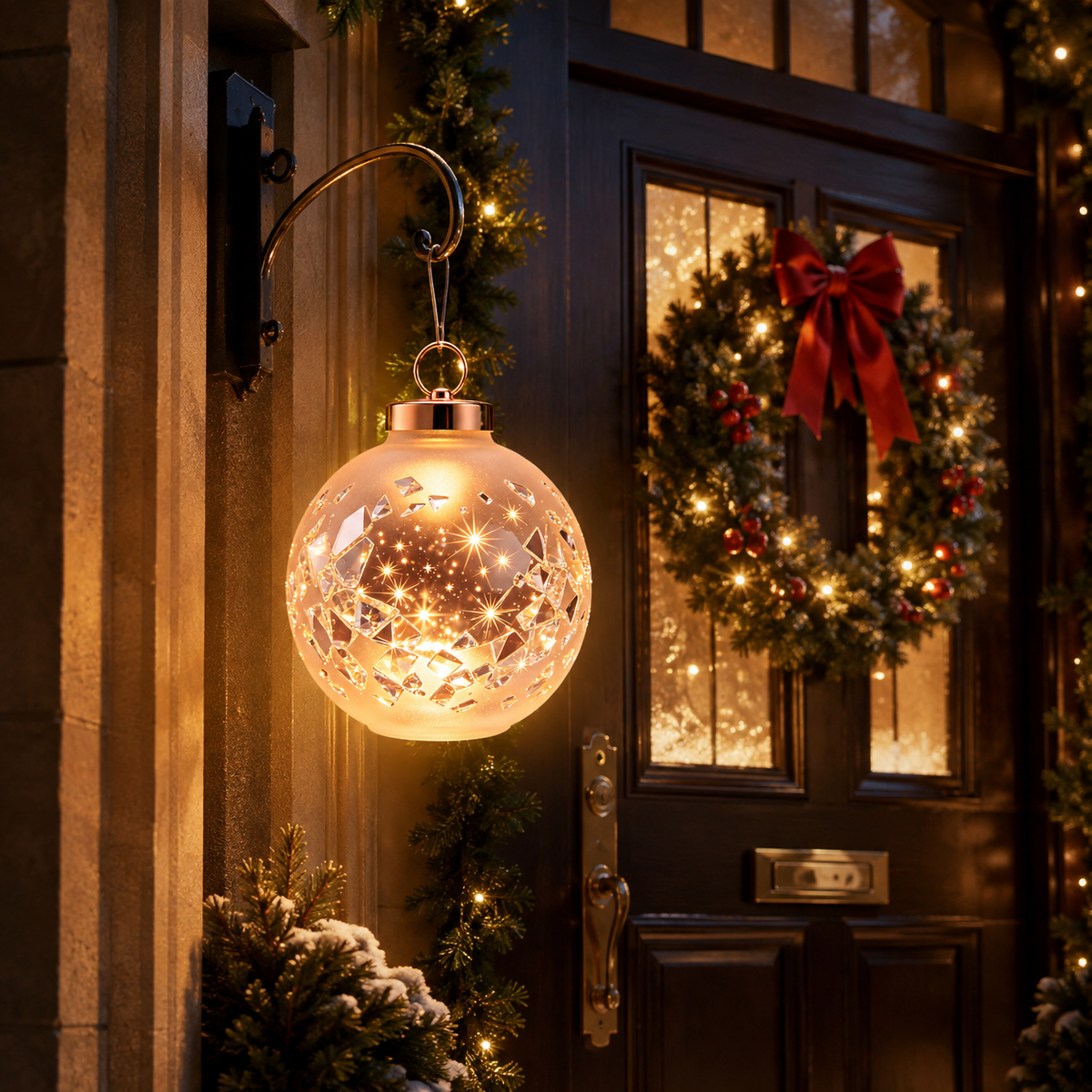 Diamond‑Etched Glass Ball Hanging Lantern