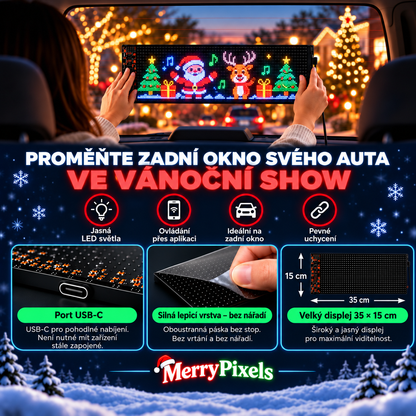 BILLHOL® 🎄Vánoční LED displej do zadního okna auta 2026 – Limitovaná vánoční edice s animovanými motivy a chytrým ovládáním přes aplikaci
