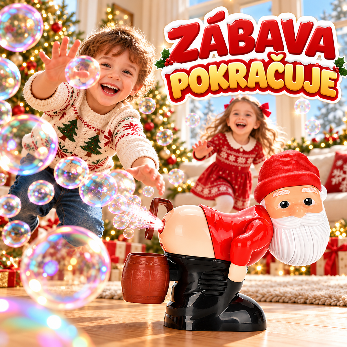 Vánoční akce – 50% SLEVA 🔥 | BILLHOL®🎄 Prdící Santa 💨Automat na bubliny | Vtipná vánoční hračka a originální dárek 🎅🎁
