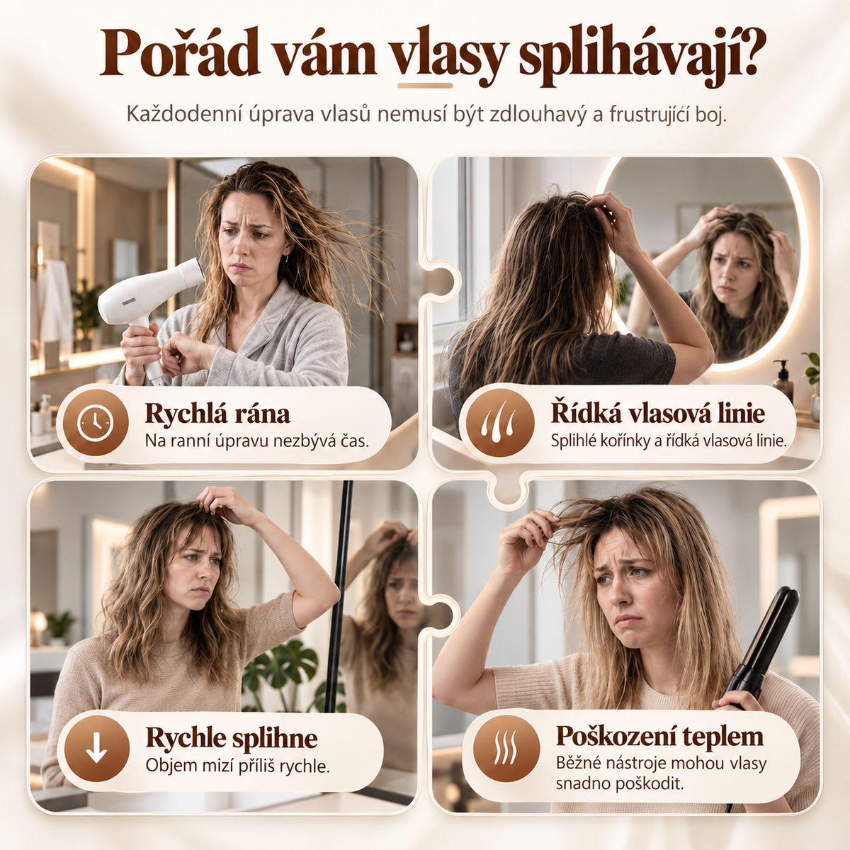 🎉 Více než 50 000 prodaných kusů | BILLHOL® 🙆‍♀️ Prémiová bezdrátová spona pro objem vlasů – přirozené nadzvednutí od kořínků a viditelně bohatší účes
