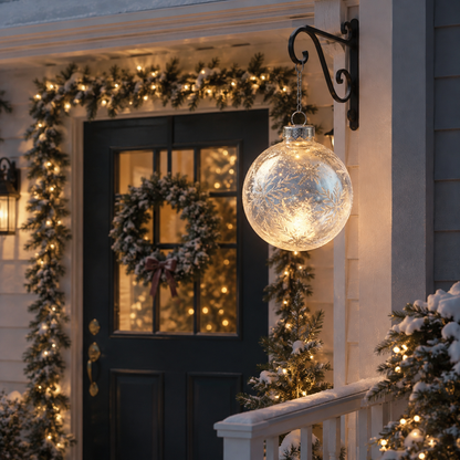 Snowflake‑Etched Glass Ball Hanging Lantern