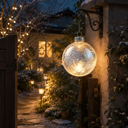 Snowflake‑Etched Glass Ball Hanging Lantern