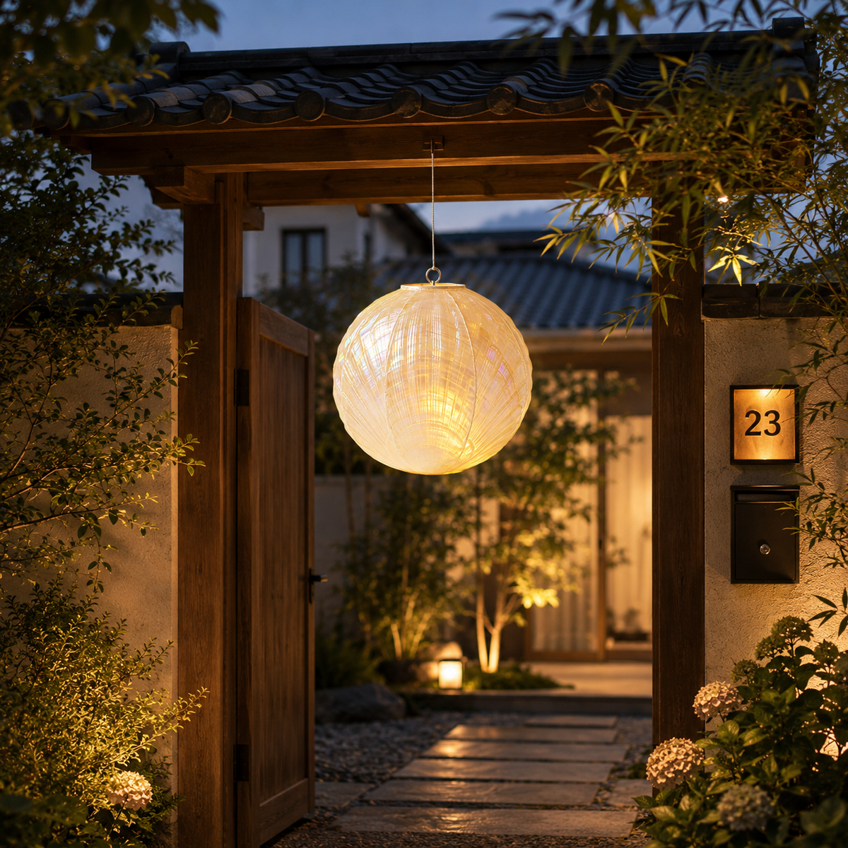 Shell‑Texture Spherical Hanging Lantern