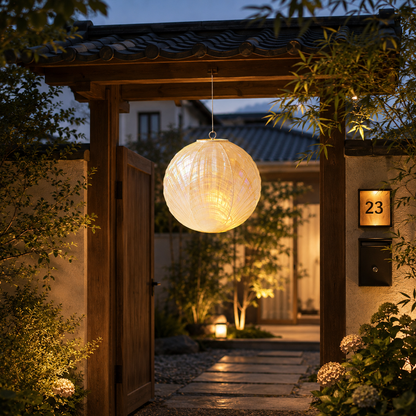 Shell‑Texture Spherical Hanging Lantern