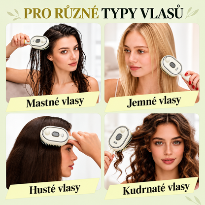 BILLHOL® ✨ Elektrický rozprašovací kartáč na vlasy 5 v 1 – Hladké, lesklé vlasy bez krepatění | Rozčesává, masíruje a osvěžuje