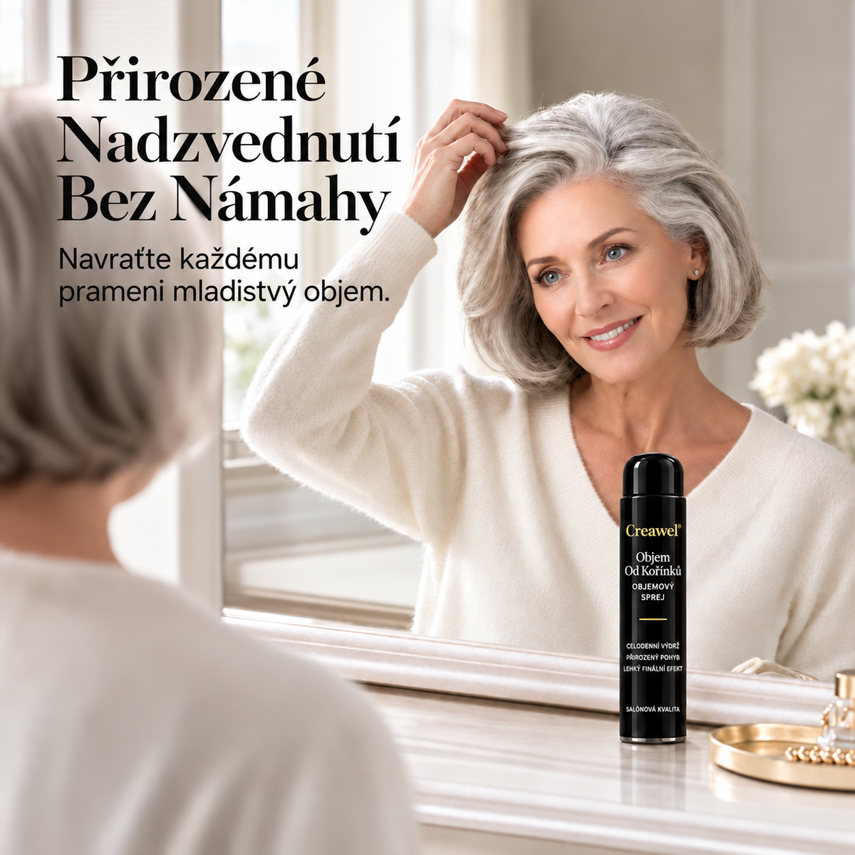 ⏳🔥 ČASOVĚ OMEZENÁ SLEVA 70 %! ⏰ Creawel® RootLift AirVolume Stylingový Sprej S Broskvovou Vůní – Okamžitý Objem Od Kořínků, Plnější Vzhled Vlasů A Pružná Fixace Po Celý Den