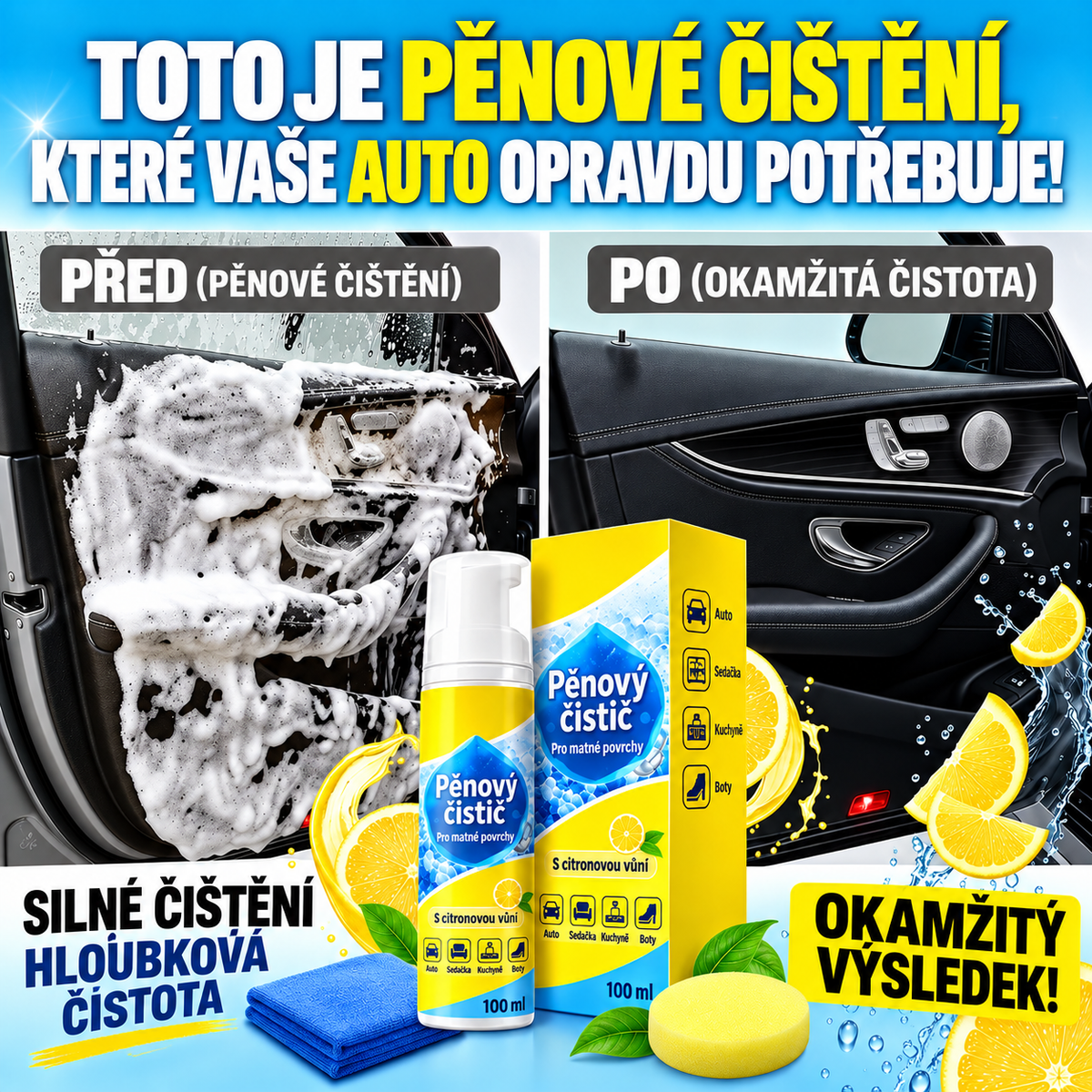 JEN DNES 80% SLEVA｜Creawel® 4v1 enzymatický pěnový čistič – Kuchyně, auto, pohovka i boty, jedna láhev zvládne všechno