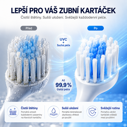 BILLHOL® WaveSense bezdotyková pokročilá UV sterilizační a sušicí stanice pro dva zubní kartáčky s automatickým senzorovým víkem